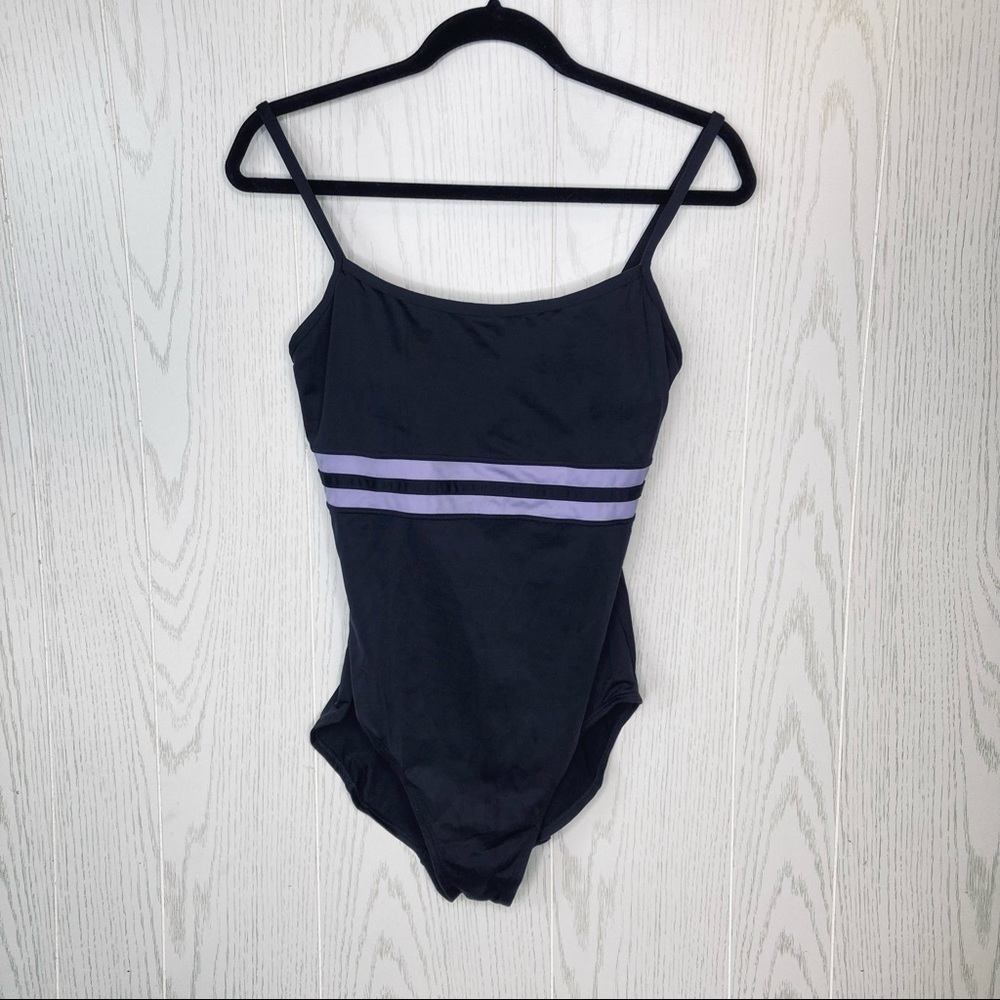 Vintage Beach Bay One Piece Swimsuit 90s Black and Purple